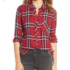 Rails Hunter Carmine/Navy/White Button Down Shirt